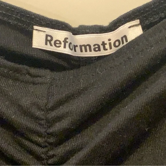 Reformation Black Ruched Long Sleeve Fitted Blouse Top Size M - Picture 3 of 6